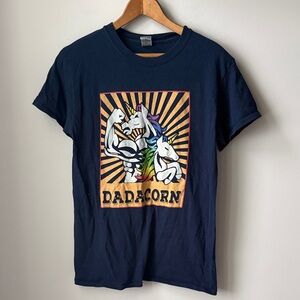 Gildans Blue Dadacorn Unicorn Dad Father Cotton Crewneck T Shirt